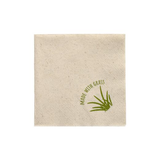 Servetter, 2-lags 1/4-vikt 24 cm x 24 cm natur med gräs 1