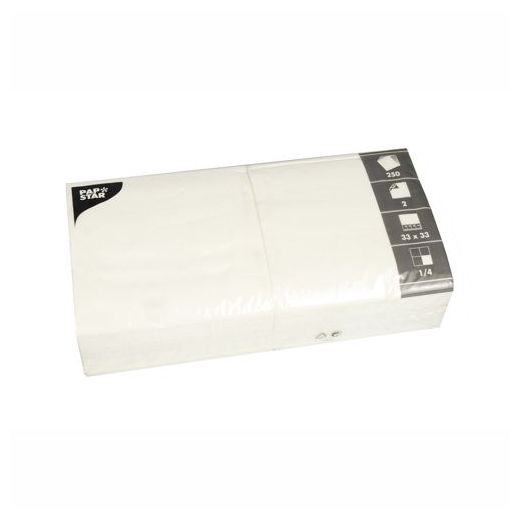 servetter, 2-lagiga 1/4-vikt 33 cm x 33 cm vit 1