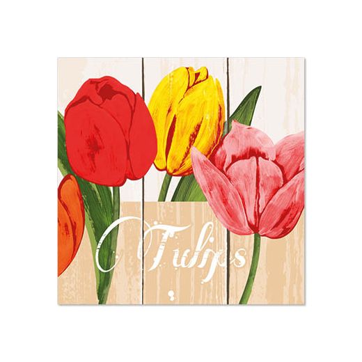Servett, 3-lags 1/4-vikt 25 cm x 25 cm "Blooming Tulips" 1