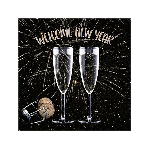 Servett, 3-lags 1/4-vikt 25 cm x 25 cm "Welcome New Year" 1