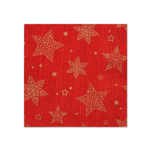 Servett, 3-lags 1/4-vikt 25 cm x 25 cm röd "Christmas Shine" 1