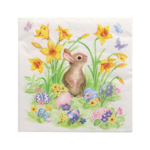 Servett, 3-lags 1/4-vikt 33 cm x 33 cm "Cute Bunny" 1