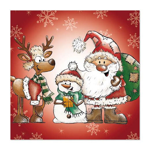 Servett, 3-lags 1/4-vikt 33 cm x 33 cm "Santa`s Companions" 1