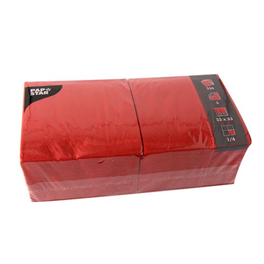 Servett, 3-lags 1/4-vikt 33 cm x 33 cm röd 1