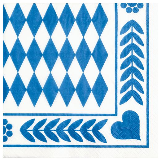 Servett, 3-lags 1/4-vikt 33 cm x 33 cm "Bayersk blå" 1
