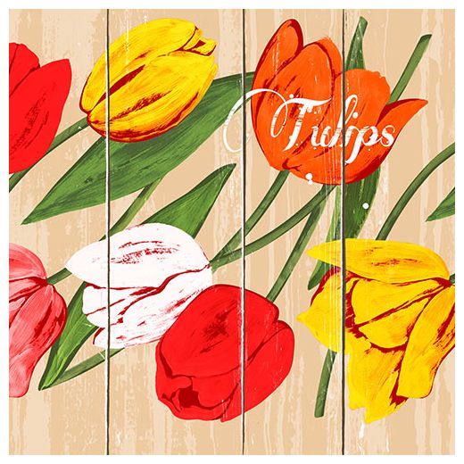 Servett, 3-lags 1/4-vikt 33 cm x 33 cm "Blooming Tulips" 1