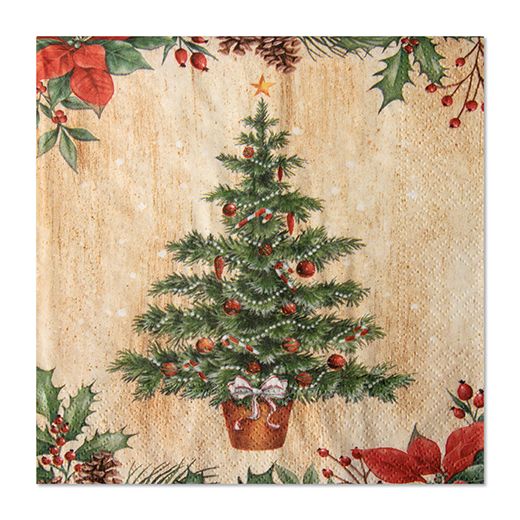 Servett, 3-lags 1/4-vikt 33 cm x 33 cm "Bright Christmas" 1