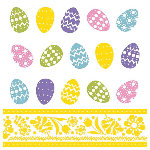 Servett, 3-lags 1/4-vikt 33 cm x 33 cm "Coloured Eggs" 1