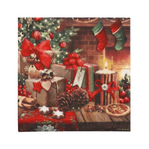 Servett, 3-lags 1/4-vikt 33 cm x 33 cm "Cozy Christmas" 1