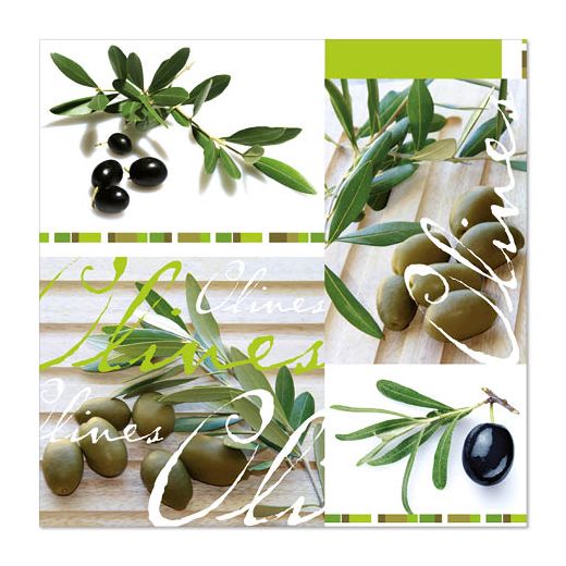 Servett, 3-lags "Design Edition" 1/4-vikt 33 cm x 33 cm "Olives" 1