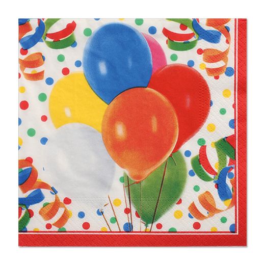 Servett, 3-lags 1/4-vikt 33 cm x 33 cm "Lucky Balloons" 1