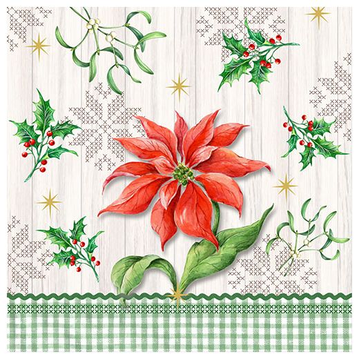 Servett, 3-lags 1/4-vikt 33 cm x 33 cm "Natural Christmas" 1