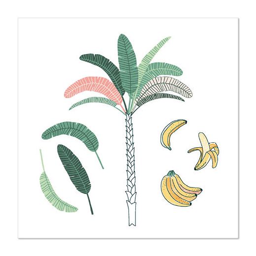Servett, 3-lags 1/4-vikt 33 cm x 33 cm "Palm and Bananas" 1