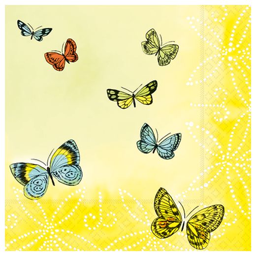 Servett, 3-lags 1/4-vikt 33 cm x 33 cm "Papillons" 1