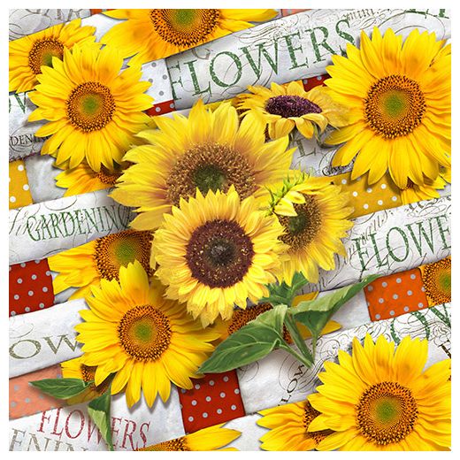 Servett, 3-lags 1/4-vikt 33 cm x 33 cm "Sunflower Field" 1
