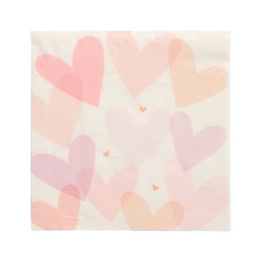 Servett, 3-lags 1/4-vikt 33 cm x 33 cm "Pastell Hearts" 1