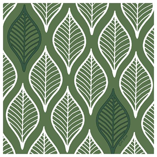 Servett, 3-lags 1/4-vikt 33 cm x 33 cm mörkgrön "Leafy" 1