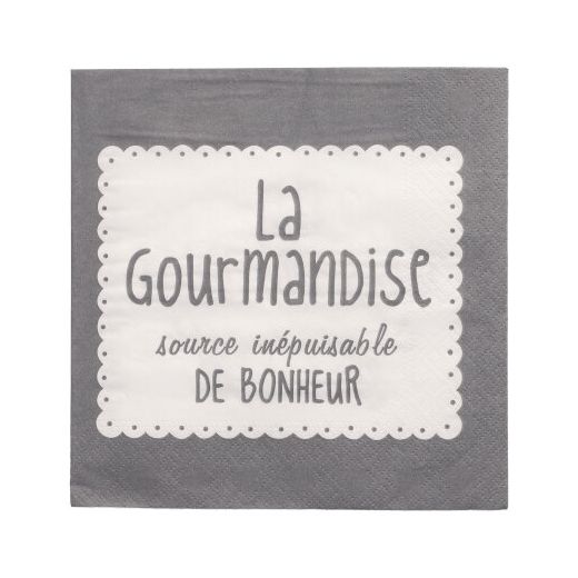 Servett, 3-lags 1/4-vikt 33 cm x 33 cm grå "La Gourmandise" 1