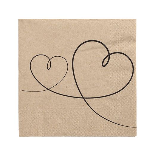 Servett, 3-lags 1/4-vikt 33 cm x 33 cm natur "Love" av återvunnet papper 1