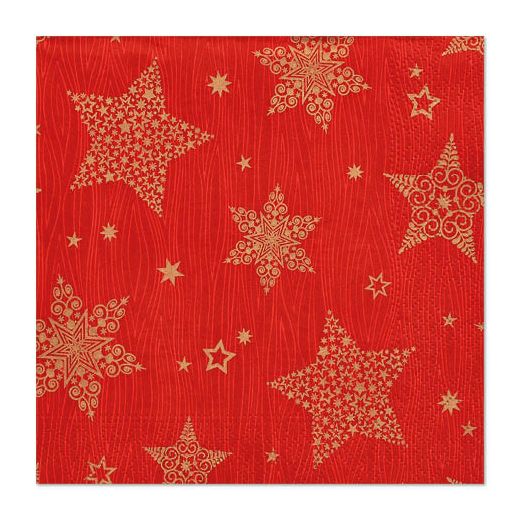 Servett, 3-lags 1/4-vikt 33 cm x 33 cm röd "Christmas Shine" 1
