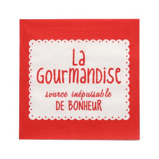 Servett, 3-lags 1/4-vikt 33 cm x 33 cm röd "La Gourmandise" 1