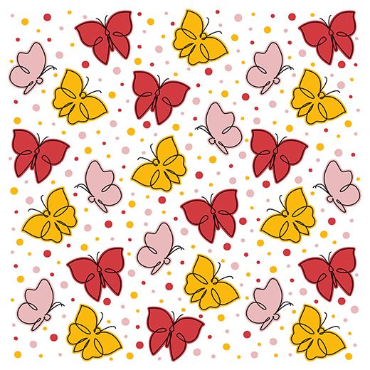 Servett, 3-lags 1/4-vikt 33 cm x 33 cm röd "Papillons" 1