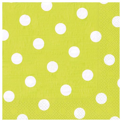 Servett, 3-lags 1/4-vikt 40 cm x 40 cm limegrön "Dots" 1