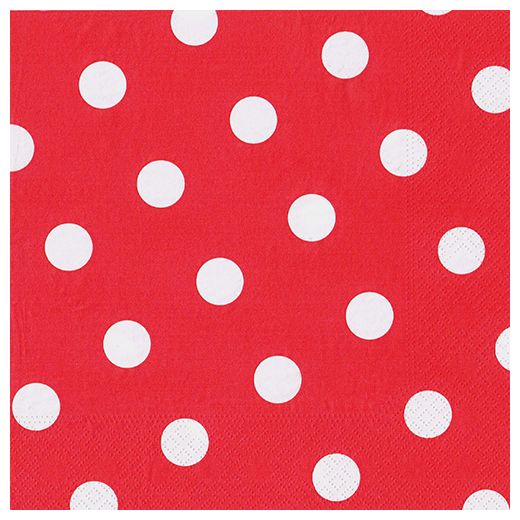 Servett, 3-lags 1/4-vikt 40 cm x 40 cm röd "Dots" 1