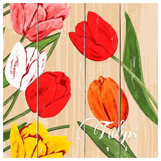 Servett, 3-lags 1/4-vikt 40 cm x 40 cm "Blooming Tulips" 1