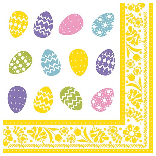 Servett, 3-lags 1/4-vikt 40 cm x 40 cm "Coloured Eggs" 1