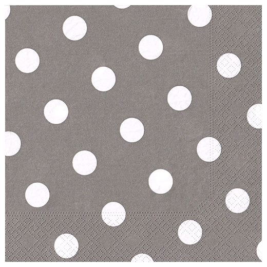 Servett, 3-lags 1/4-vikt 40 cm x 40 cm grå "Dots" 1
