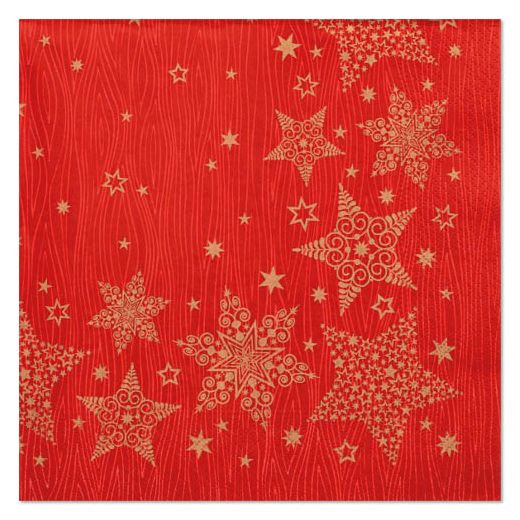 Servett, 3-lags 1/4-vikt 40 cm x 40 cm röd "Christmas Shine" 1