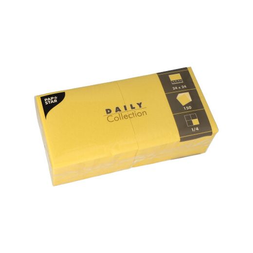 Servetter "DAILY Collection" 1/4-vikt 24 cm x 24 cm gul 1