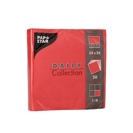 Servetter "DAILY Collection" 1/4-vikt 24 cm x 24 cm röd 1
