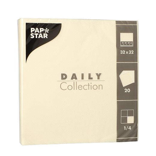 Servetter "DAILY Collection" 1/4-vikt 32 cm x 32 cm creme 1