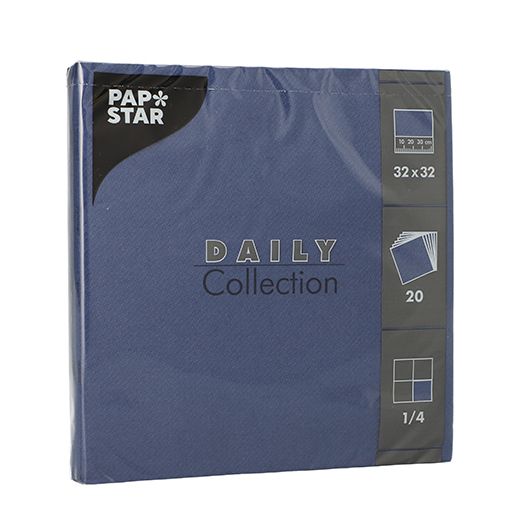 Servetter "DAILY Collection" 1/4-vikt 32 cm x 32 cm mörkblå 1