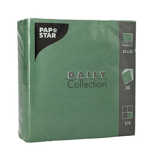 Servetter "DAILY Collection" 1/4-vikt 32 cm x 32 cm mörkgrön 1