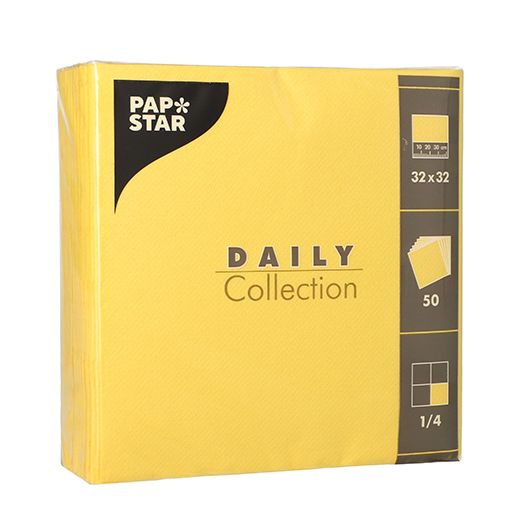 Servetter "DAILY Collection" 1/4-vikt 32 cm x 32 cm gul 1