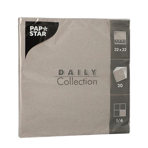 Servetter "DAILY Collection" 1/4-vikt 32 cm x 32 cm grå 1