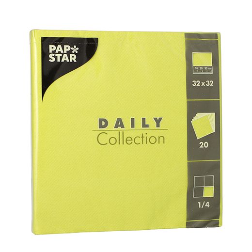 Servetter "DAILY Collection" 1/4-vikt 32 cm x 32 cm limegrön 1