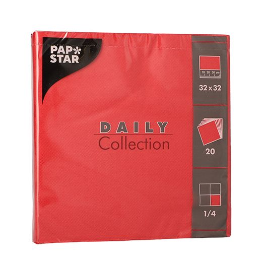 Servetter "DAILY Collection" 1/4-vikt 32 cm x 32 cm röd 1