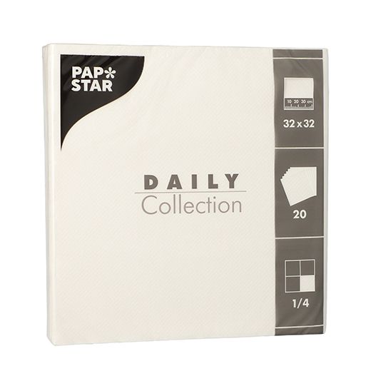 Servetter "DAILY Collection" 1/4-vikt 32 cm x 32 cm vit 1