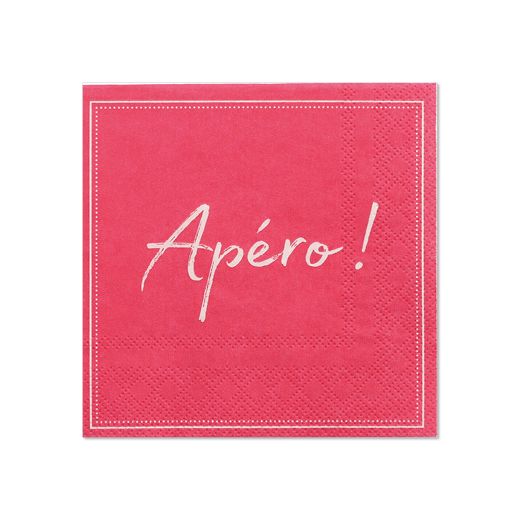 Servett, 3-lags 1/4-vikt 25 cm x 25 cm fuchsia "Apero" 1