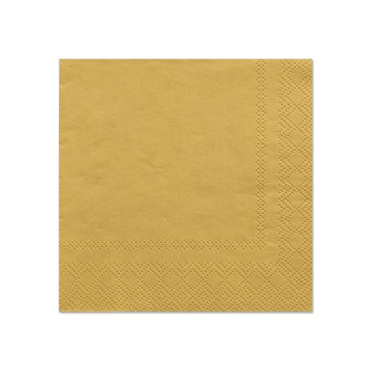Servett, 3-lags 1/4-vikt 25 cm x 25 cm guld 1