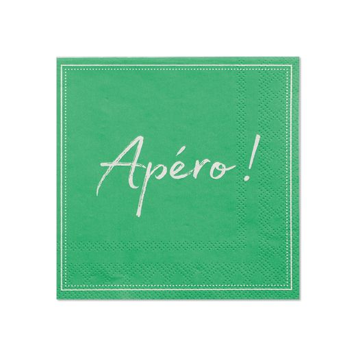 Servett, 3-lags 1/4-vikt 25 cm x 25 cm grön "Apero" 1