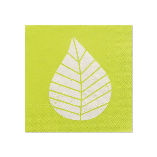 Servett, 3-lags 1/4-vikt 25 cm x 25 cm grön "Graphic Leaves" 1