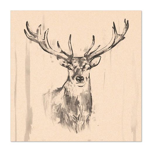 Servett, 3-lags 1/4-vikt 33 cm x 33 cm natur "Deer" av återvunnet papper 1