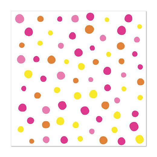 Servett, 3-lags 1/4-vikt 33 cm x 33 cm rosa "Colourful Dots" 1