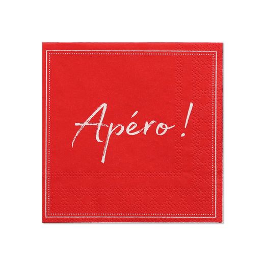 Servett, 3-lags 1/4-vikt 25 cm x 25 cm röd "Apero" 1