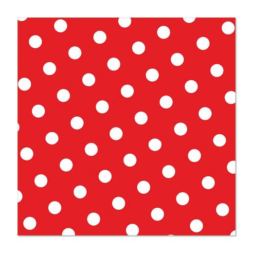Servett, 3-lags 1/4-vikt 33 cm x 33 cm röd "Dots" 1